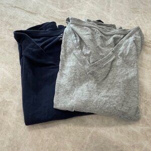 Bundle of J.Crew Vintage Jersey V-Neck T-Shirts in Navy and Gray, Size XXL
